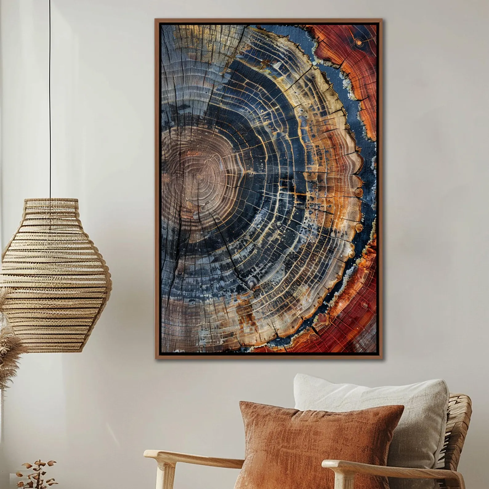 Home Decor Tree - Tree Ring Framed Wall Art, Abstract