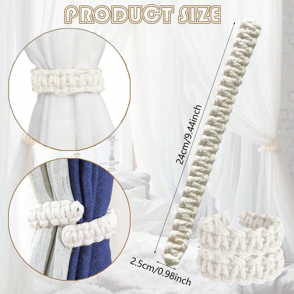 Home Decor Curtain - No Drilling White Cotton Rope Curtain