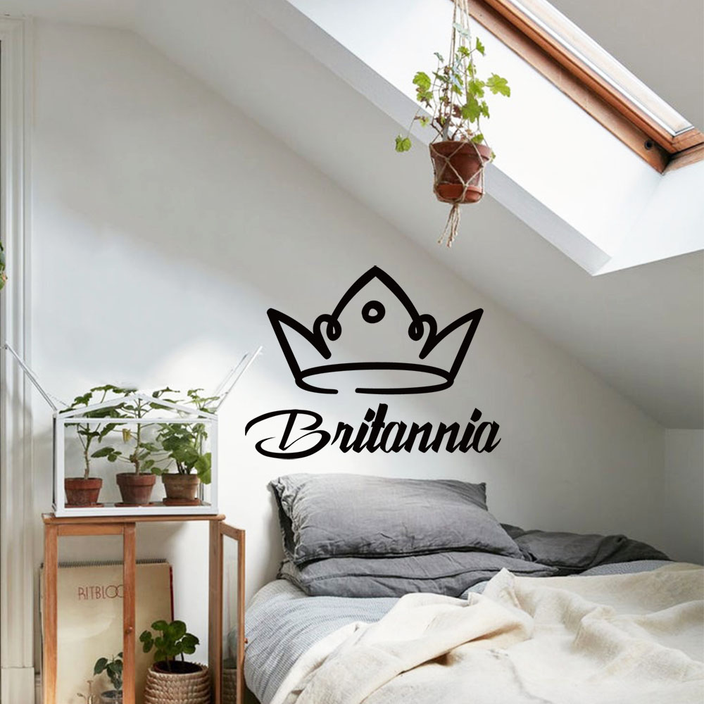 Home Decor Sticker - 1PC Romantic Crown Customizable Text Decorative