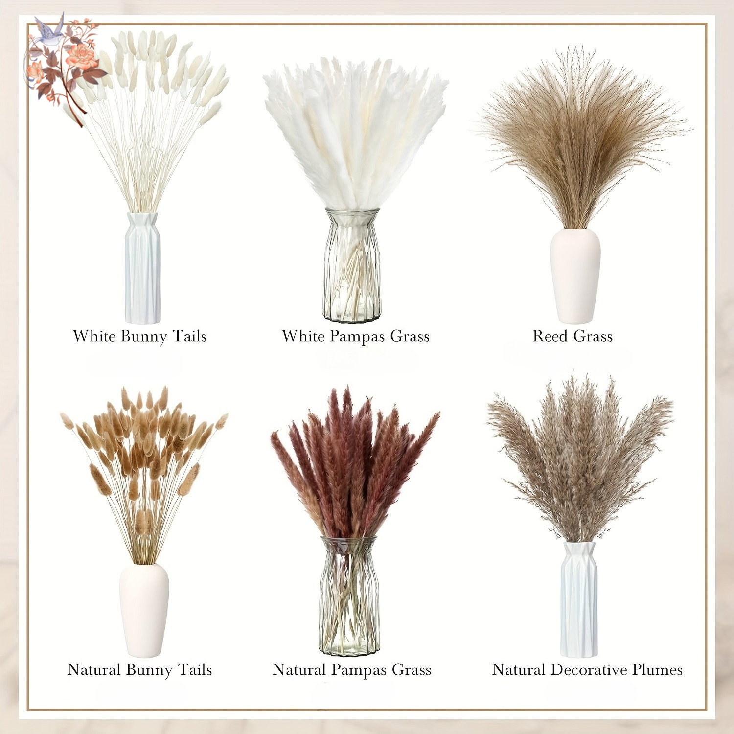 Pampas Grass Decor - 140Pcs Fluffy Large Pampas Bunny Tail