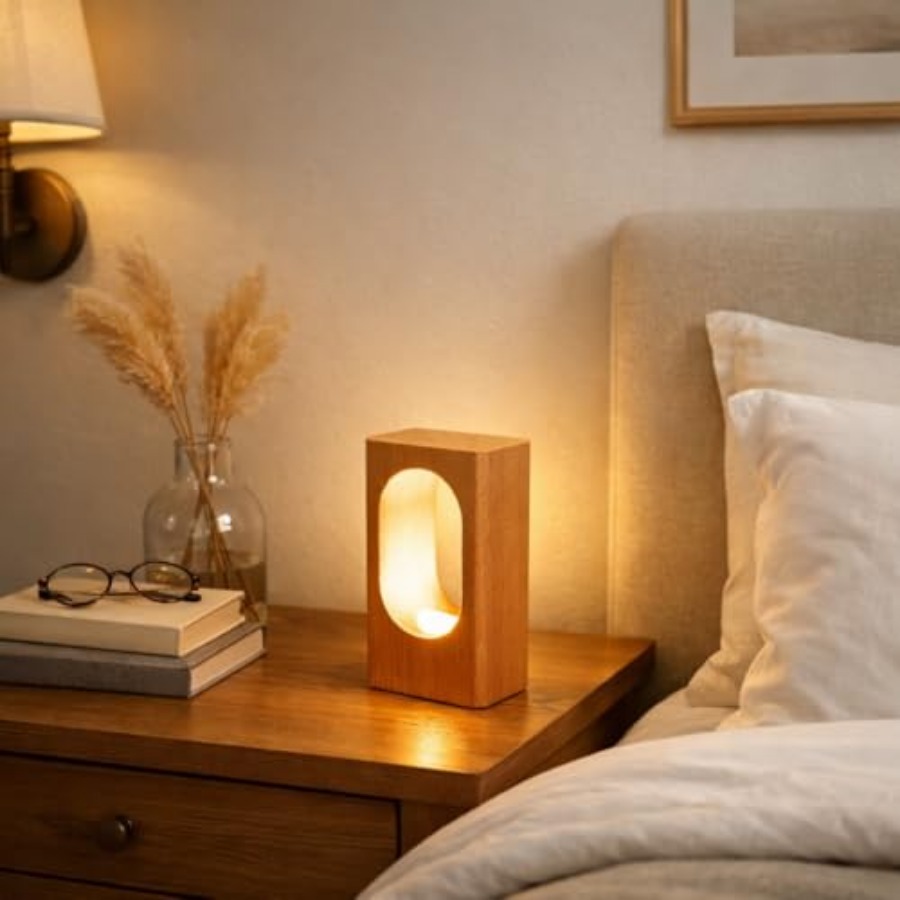 Home Decor Lamp - LED Wood Desk Lamp, Bedroom Bedside