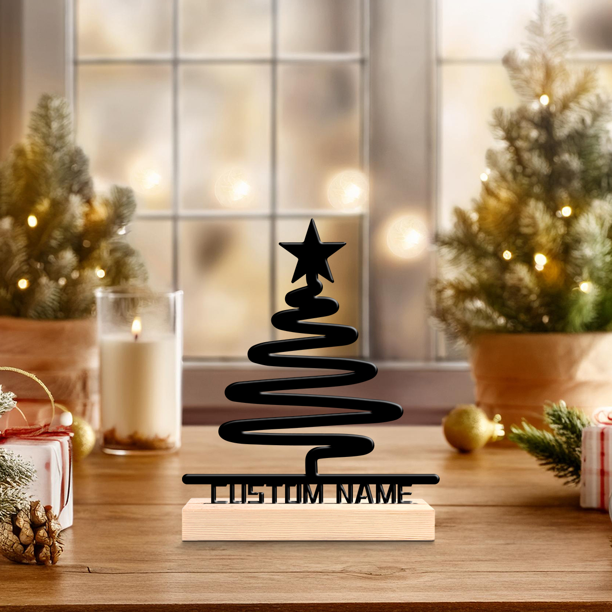 Home Decor Tree - 1Pc Custom Name Christmas Tree Wooden