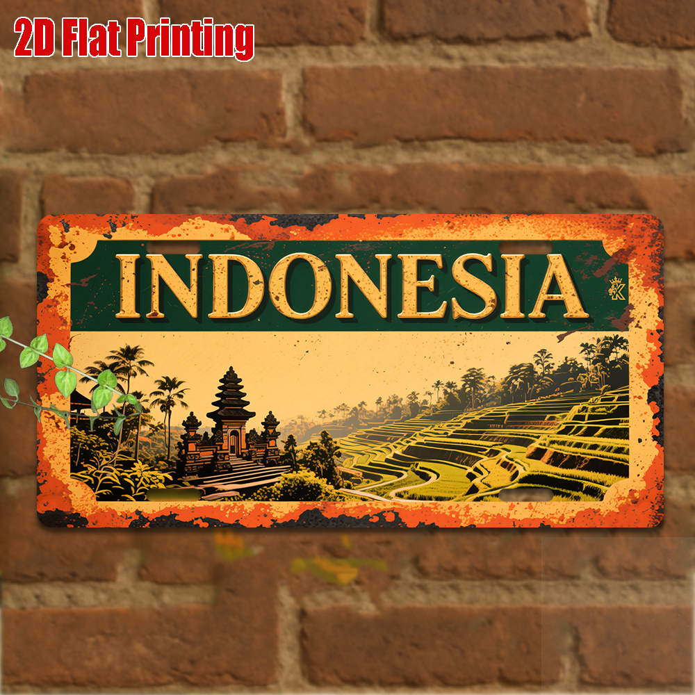 Home Decor Indonesia - Indonesia Bali Landscape Tin Sign -