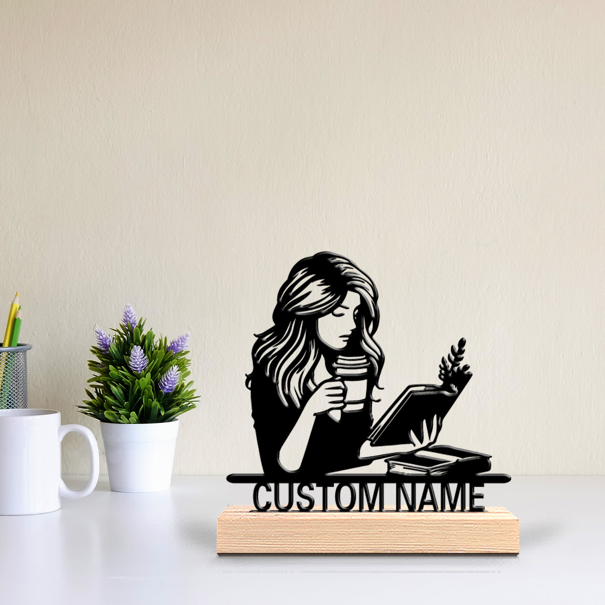 Home Decor Statue - 1pc Modern reading Customized Text Metal