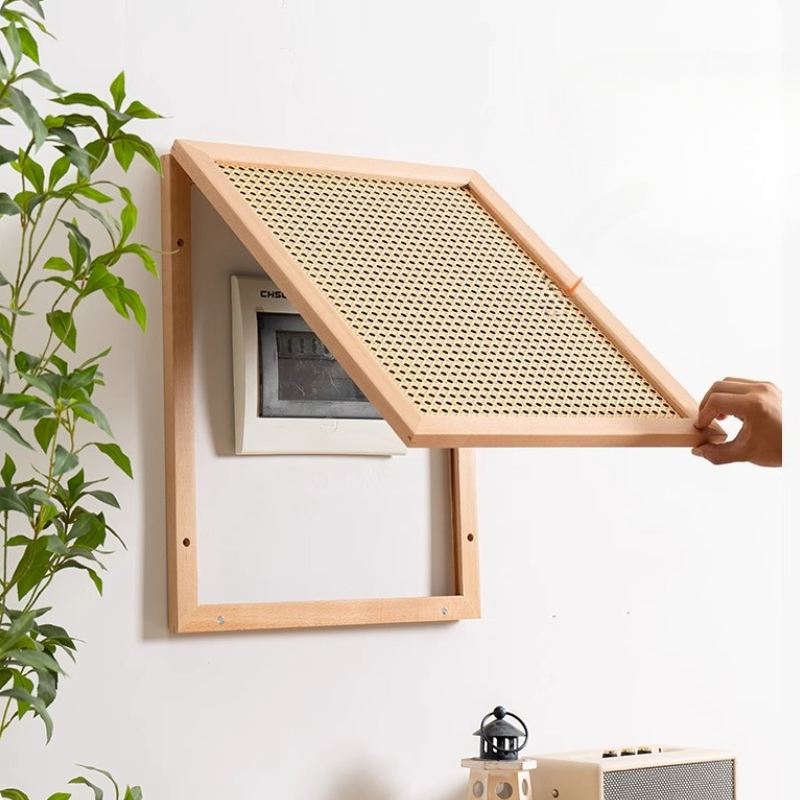 Home Decor Rustic - Wood Woven Rattan Electrical Box Cover