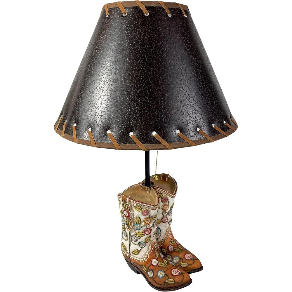 Home Decor Rustic - Western Cowboy Boot Table Lamp, Turquoise