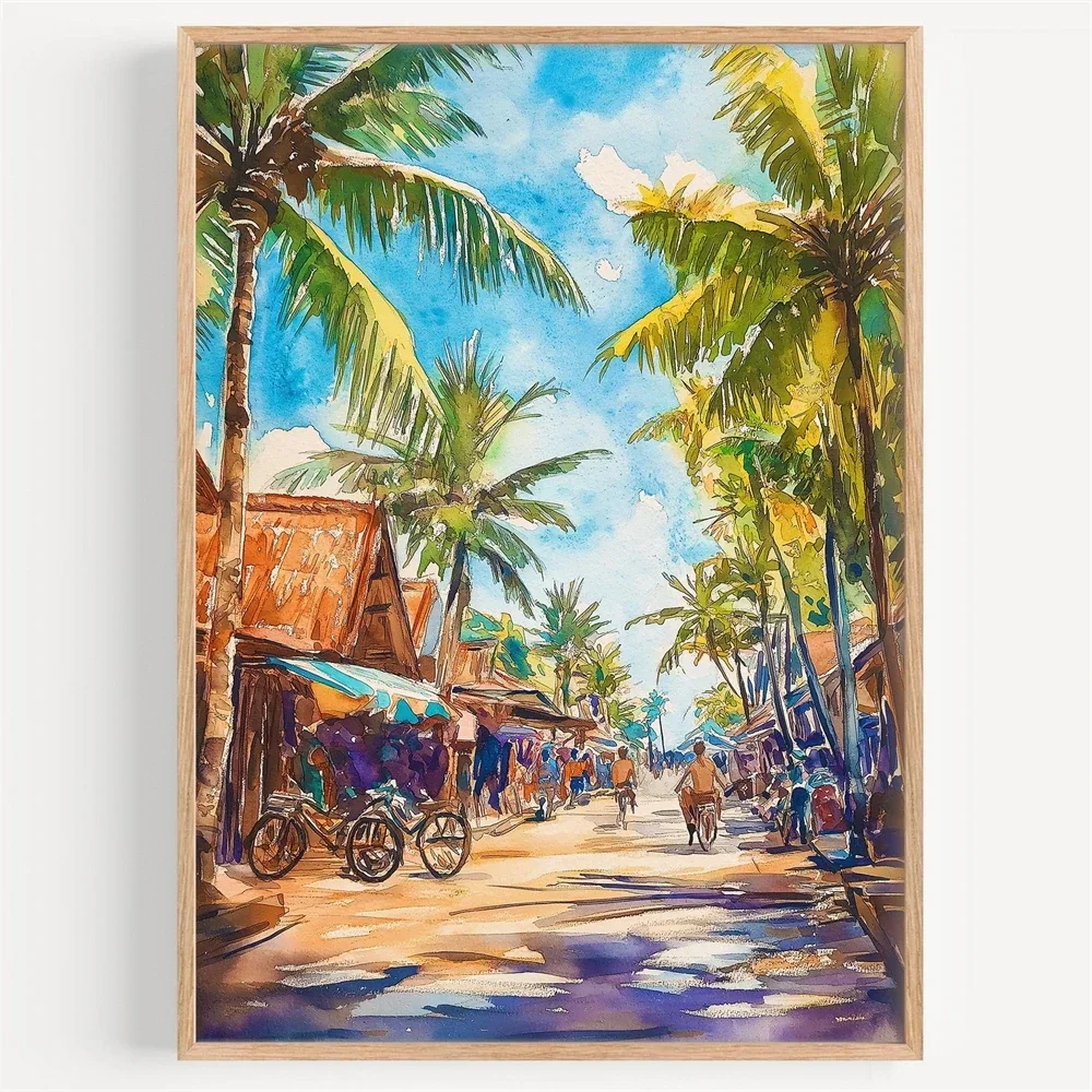 Lombok Watercolor Canvas Paint - Home Decor Indonesia ulasan dan harga