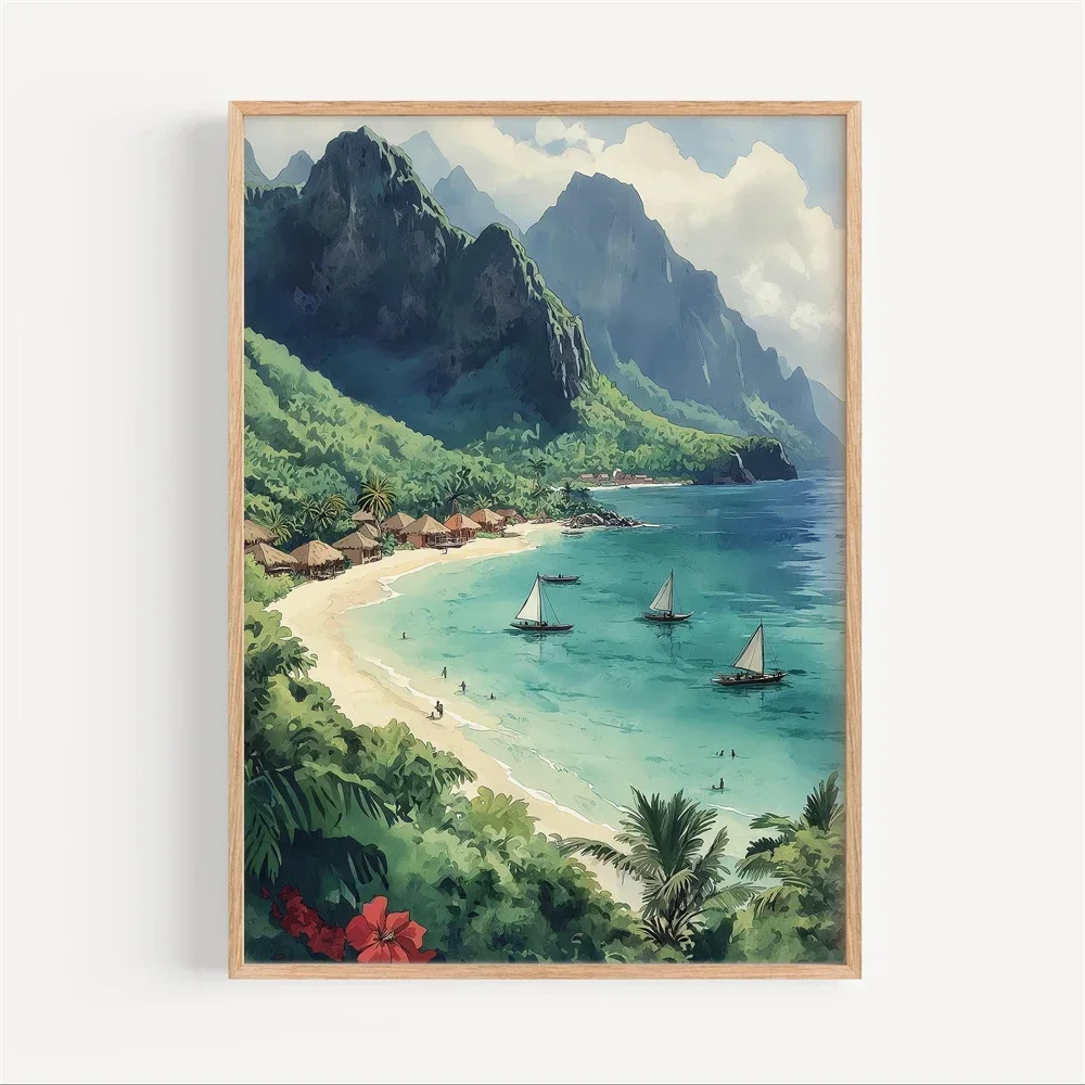 Lombok Watercolor Canvas Paint - Home Decor Indonesia ulasan dan harga