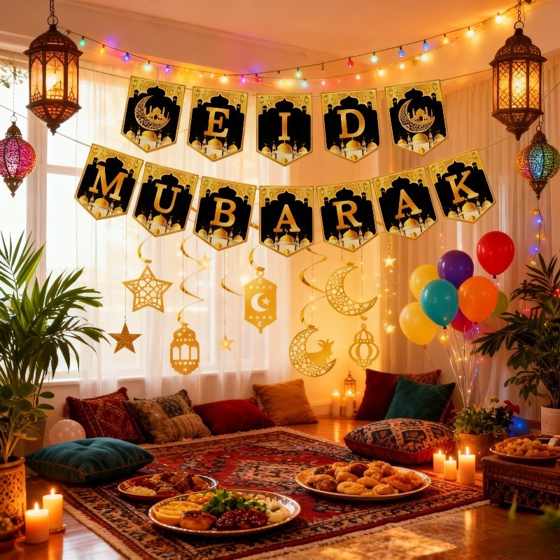 2026 Eid Mubarak Paper Garland - Home Decor Garland ulasan dan harga