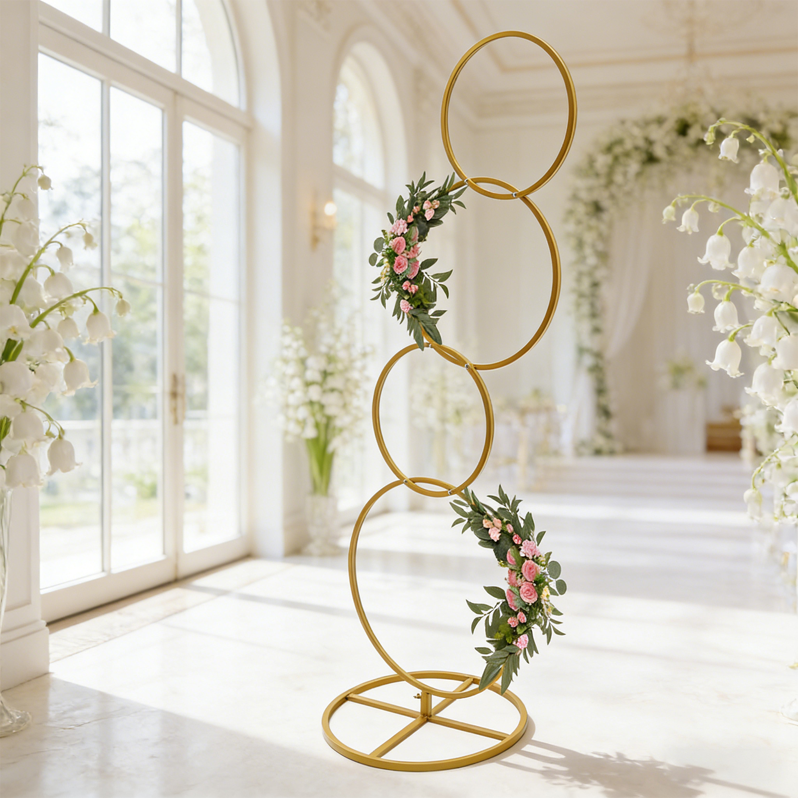 Gold Wedding Round Hoop Backdr - Home Decor Garland ulasan dan harga