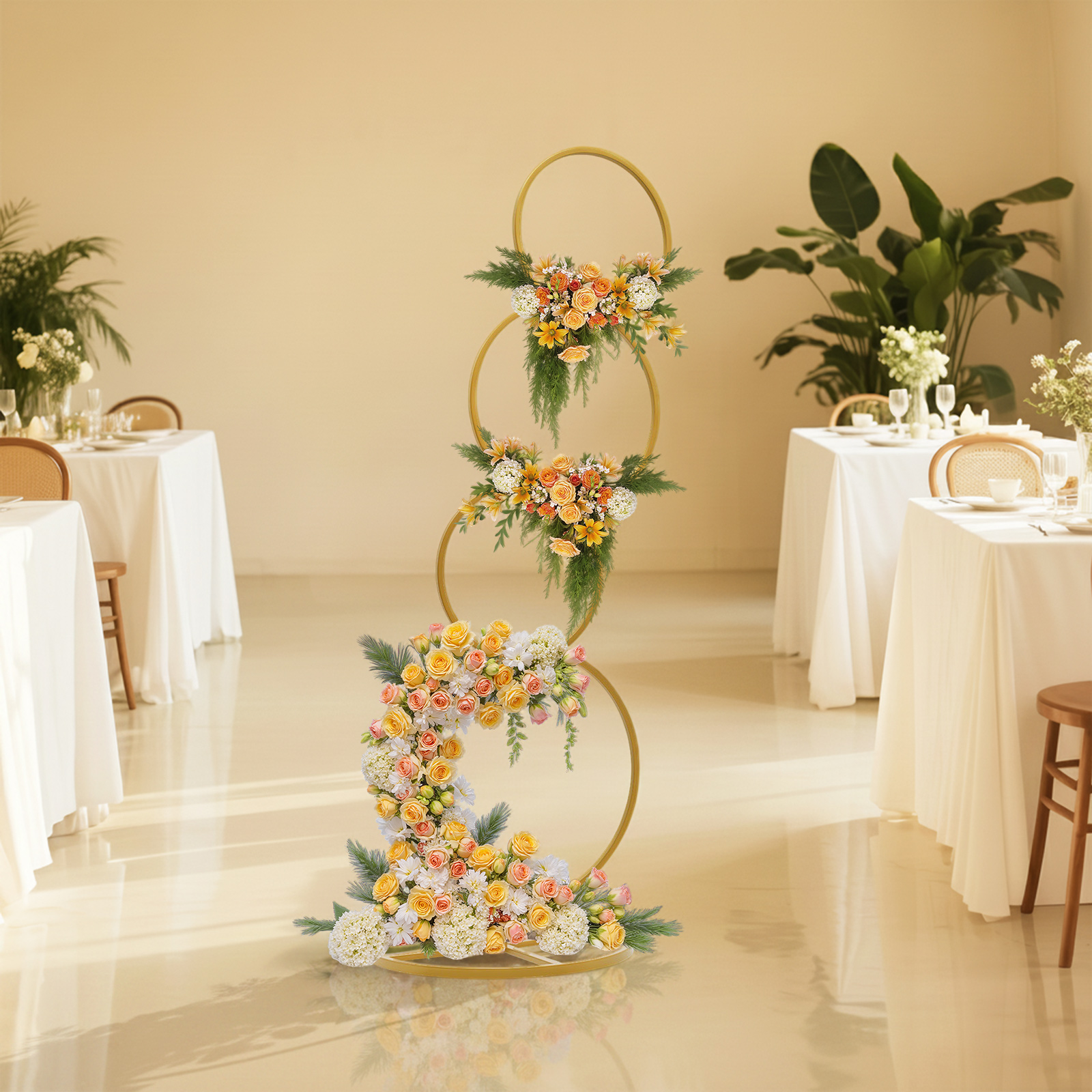 Gold Wedding Round Hoop Backdr - Home Decor Garland ulasan dan harga