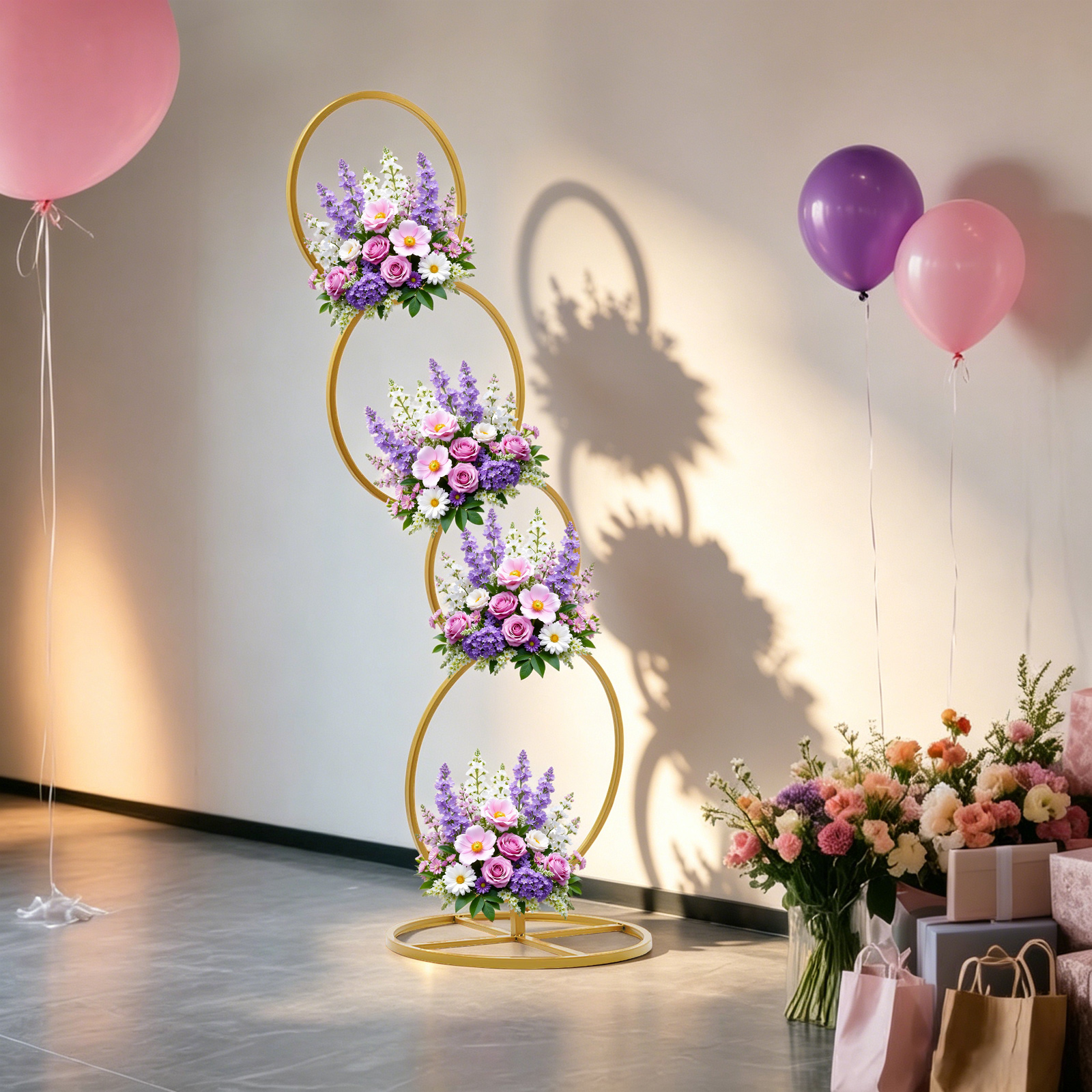 Gold Wedding Round Hoop Backdr - Home Decor Garland ulasan dan harga