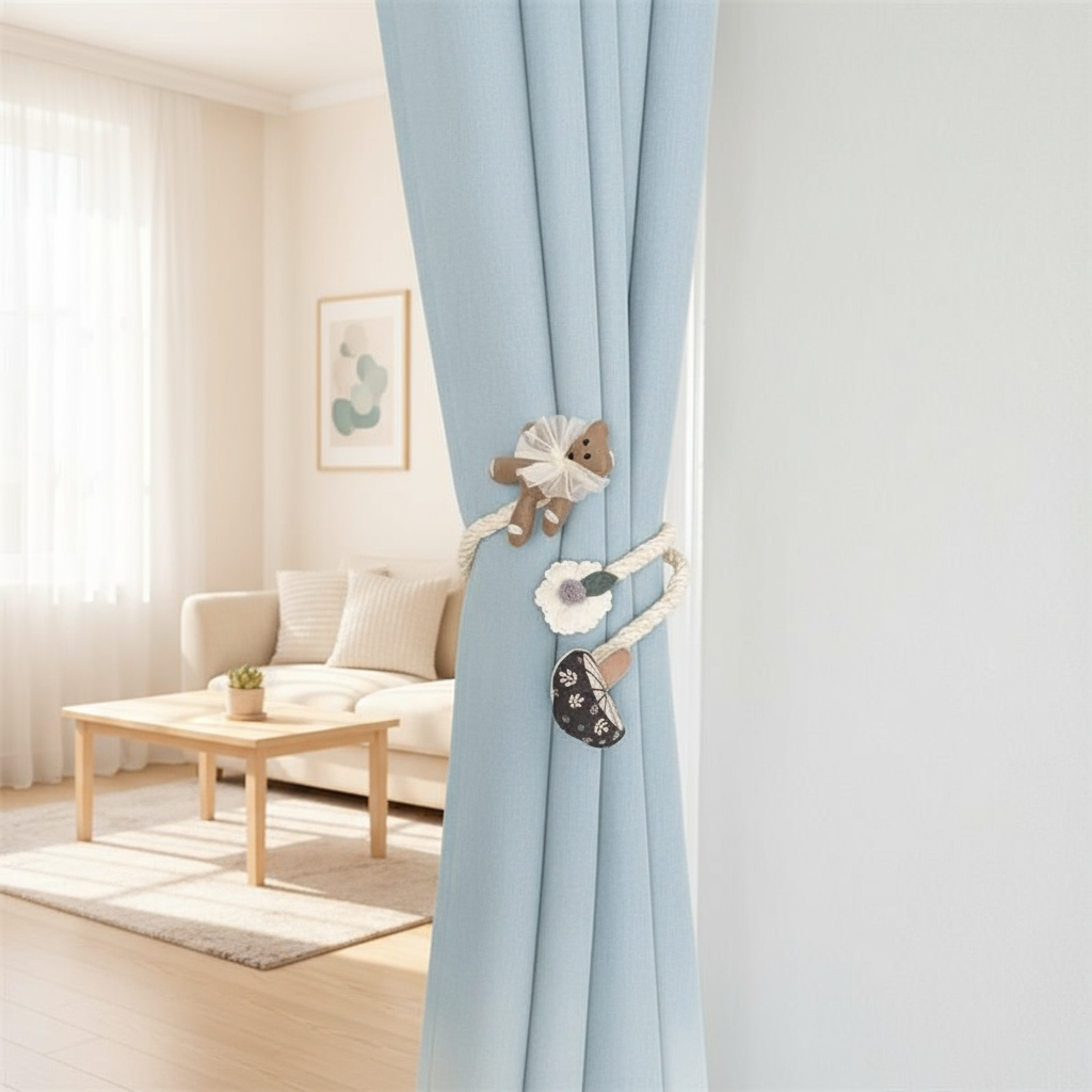 2Pcs  Cute Cartoon Bear and Fl - Home Decor Curtain ulasan dan harga