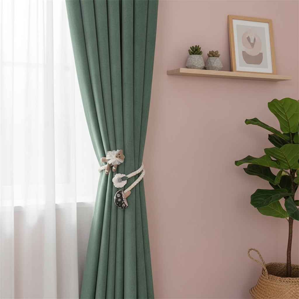 2Pcs  Cute Cartoon Bear and Fl - Home Decor Curtain ulasan dan harga