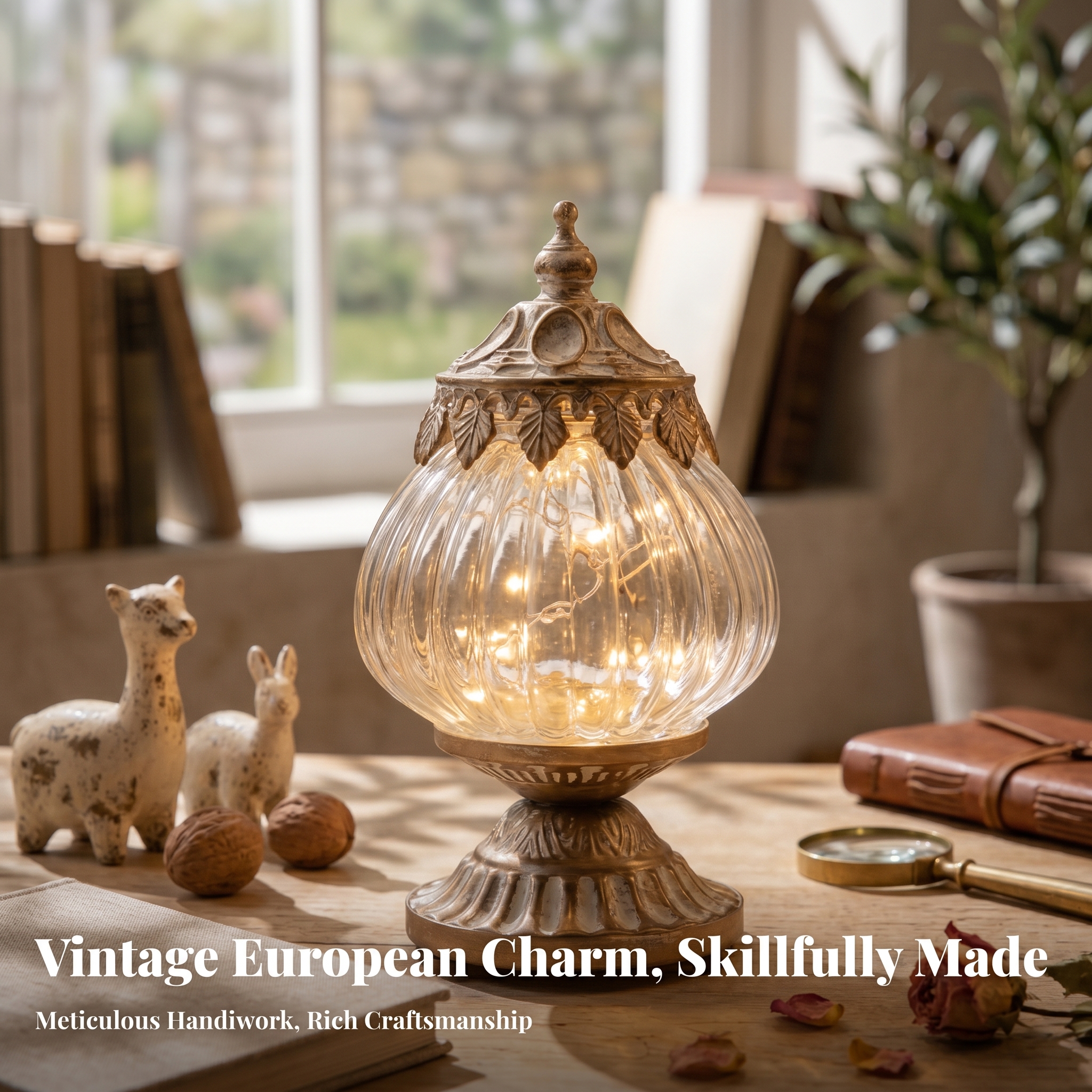 Vintage Ribbed Glass Lantern O - Home Decor Lamp ulasan dan harga