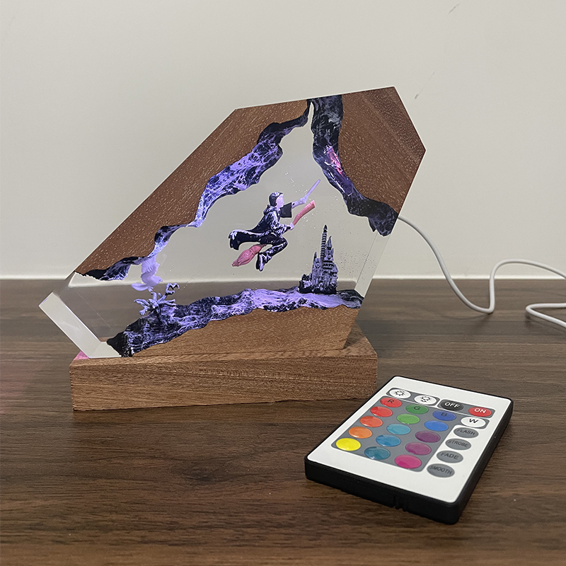 Wood Resin Epoxy Lamp Wizard B - Home Decor Lamp ulasan dan harga