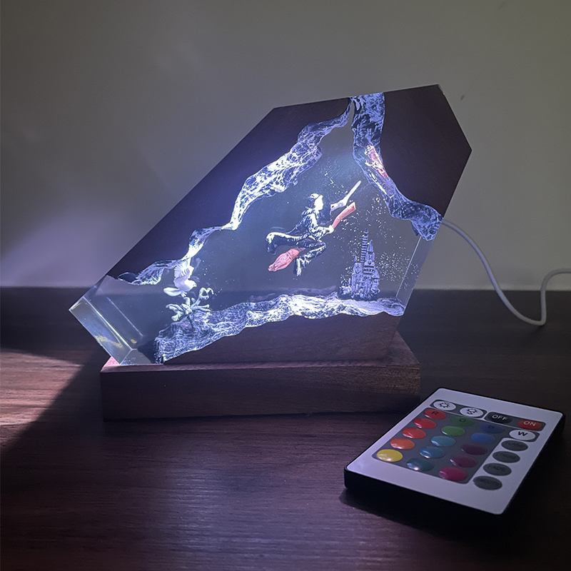 Wood Resin Epoxy Lamp Wizard B - Home Decor Lamp ulasan dan harga