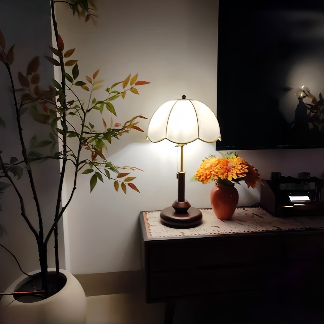 Vintage Mid-Century Floral Tab - Home Decor Lamp ulasan dan harga