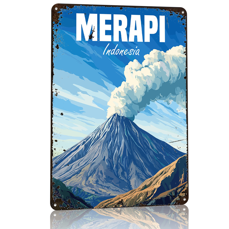 Merapi Volcano Indonesia Poste - Home Decor Indonesia ulasan dan harga