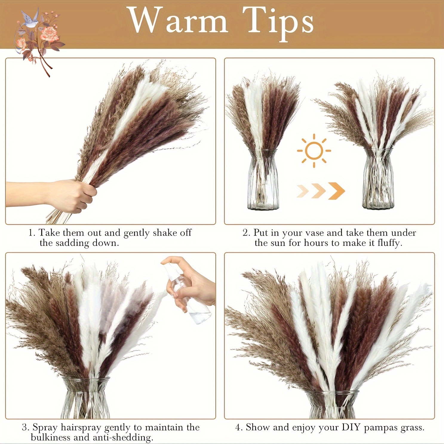 140Pcs Fluffy Large Pampas Bun - Pampas Grass Decor ulasan dan harga