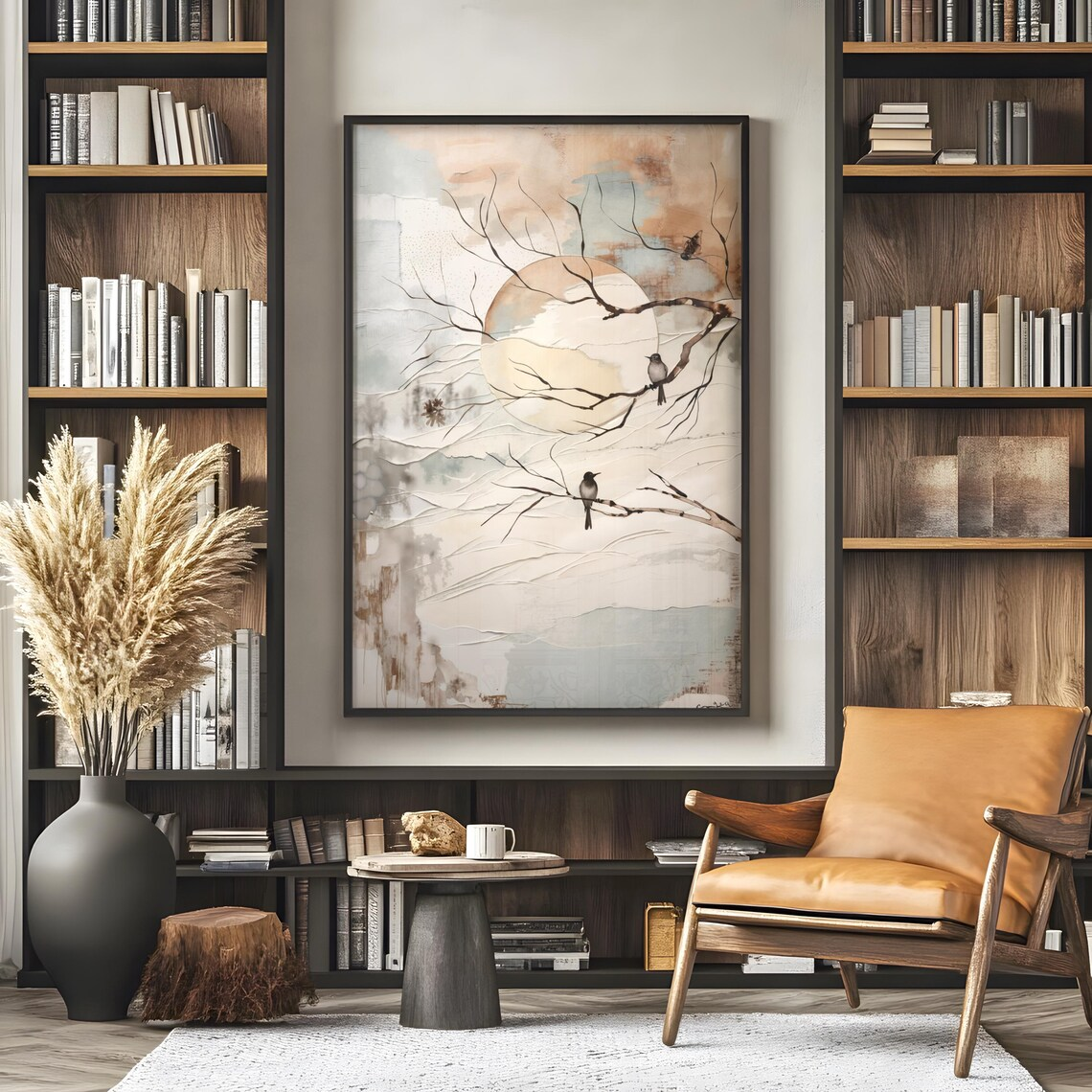 Serene Mixed-Media Nature Wall - Home Decor Tree ulasan dan harga