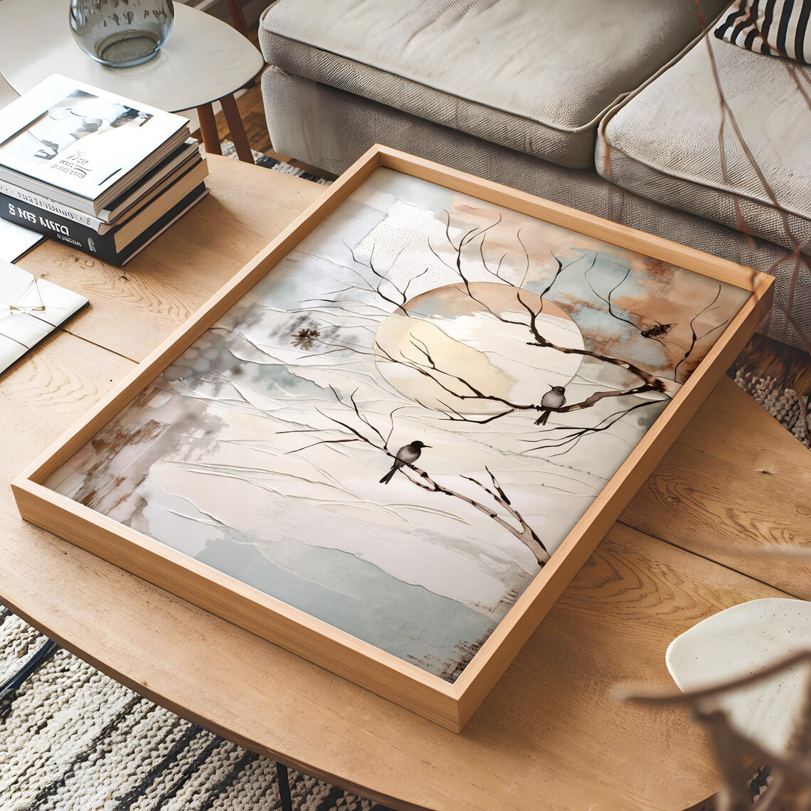 Serene Mixed-Media Nature Wall - Home Decor Tree ulasan dan harga