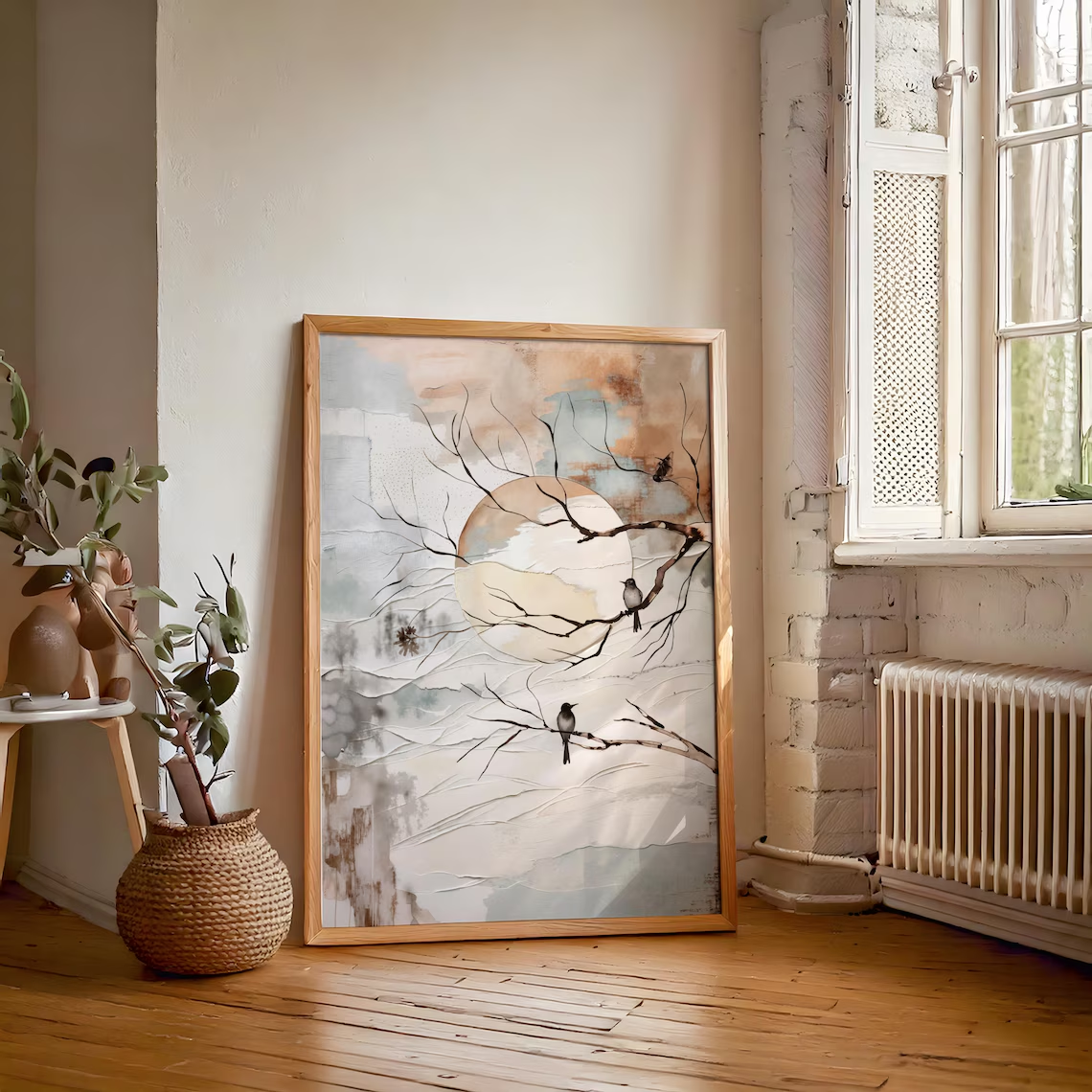 Serene Mixed-Media Nature Wall - Home Decor Tree ulasan dan harga