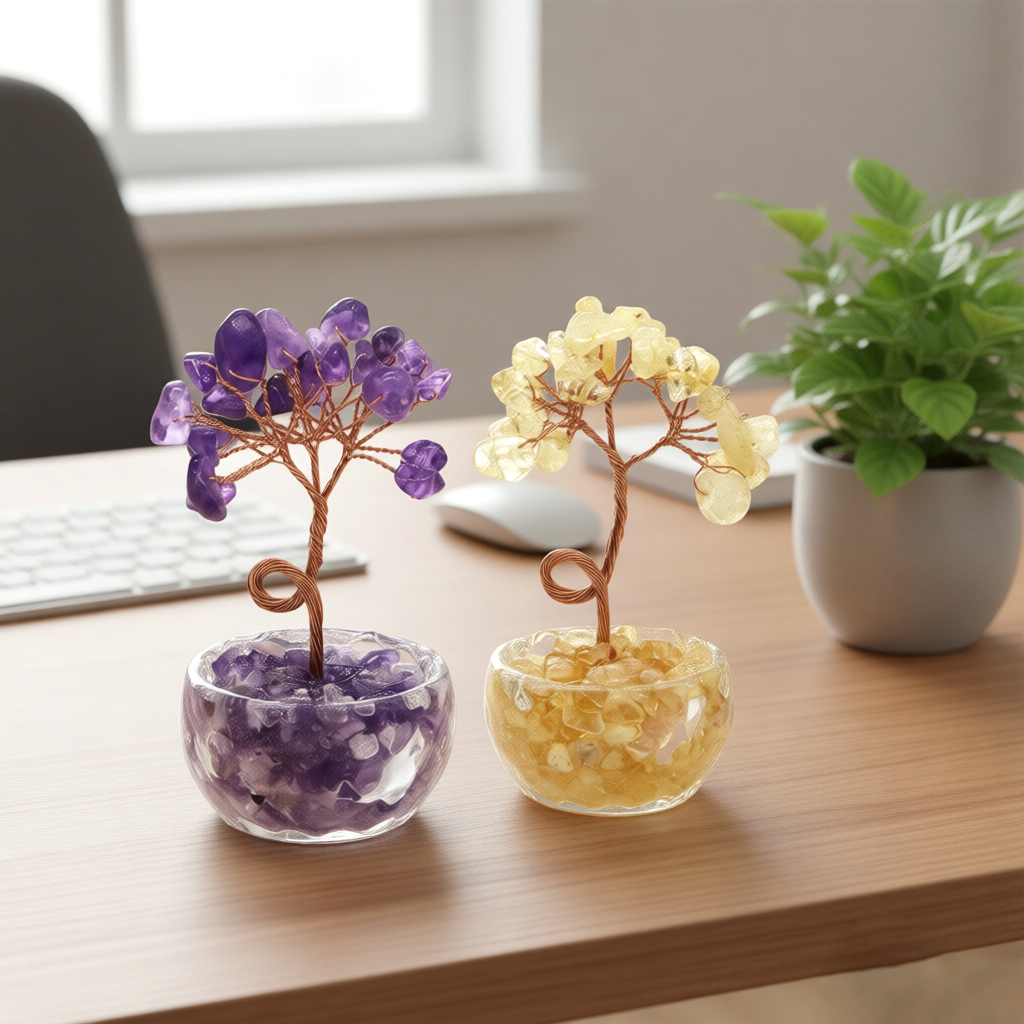 Natural Gemstone Crystal Lucky - Home Decor Tree ulasan dan harga