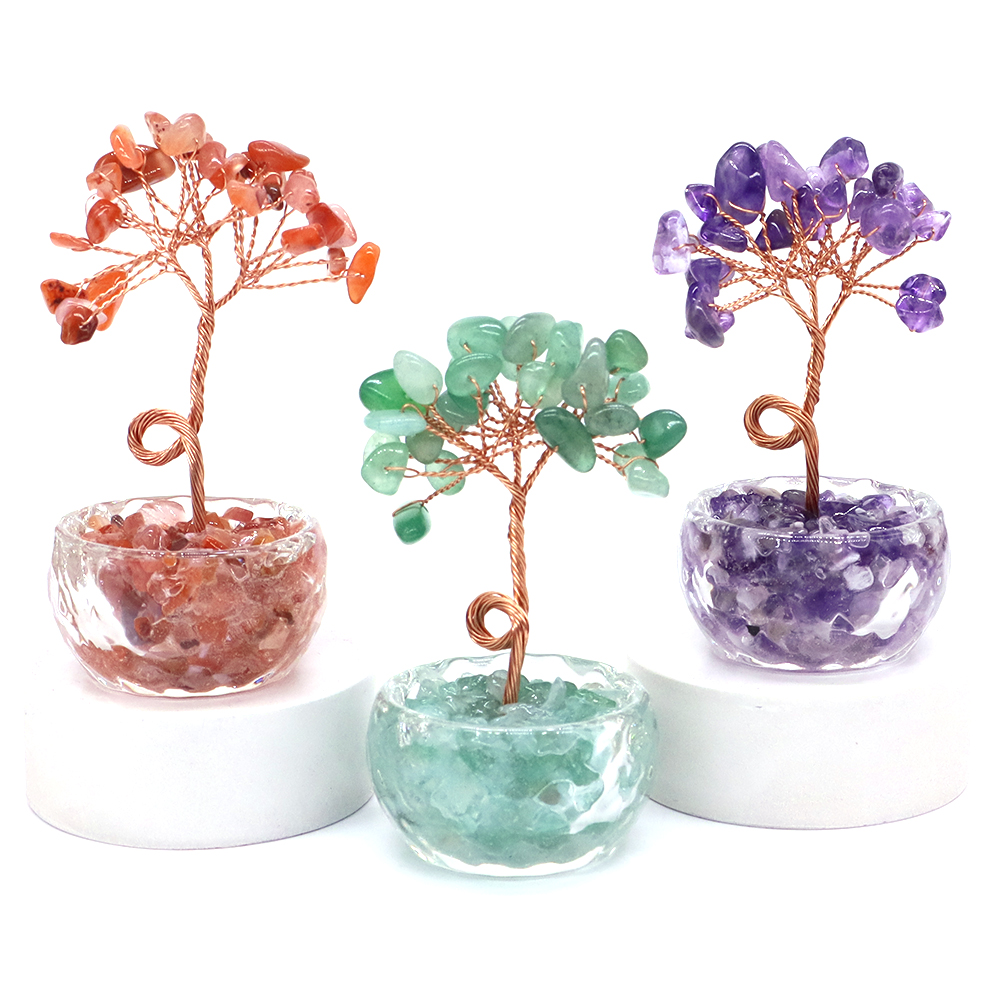 Natural Gemstone Crystal Lucky - Home Decor Tree ulasan dan harga