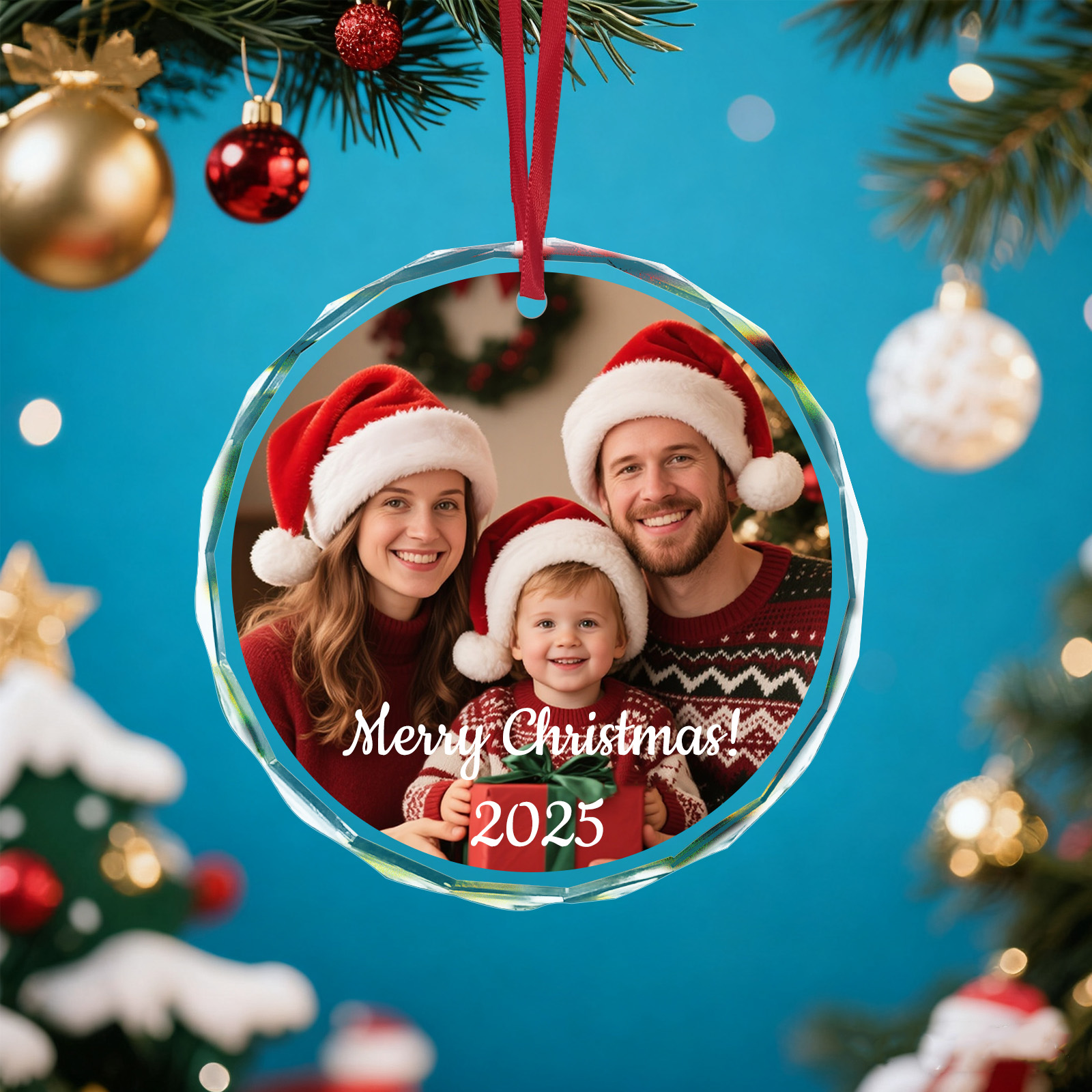 Custom Christmas Photo Ornamen - Home Decor Tree ulasan dan harga