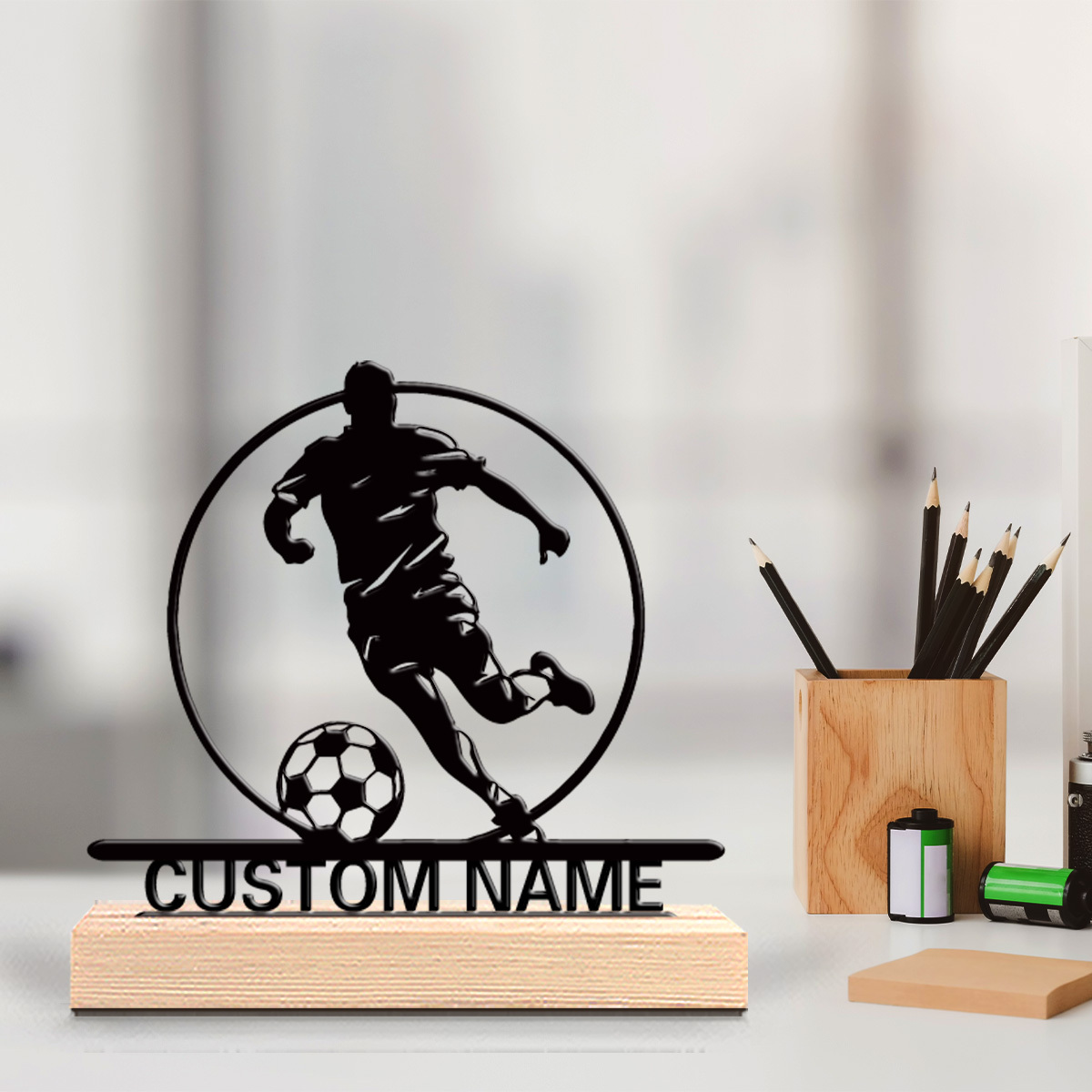 Custom Soccer Player Metal Sta - Home Decor Statue ulasan dan harga