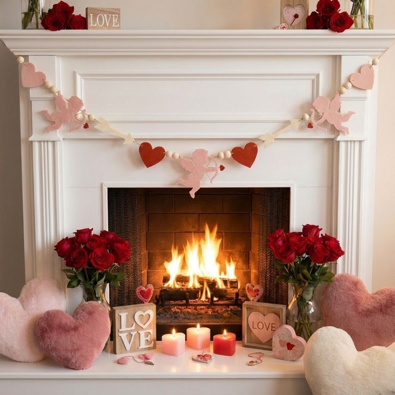 2026 New Red Pink Heart Felt G - Home Decor Garland ulasan dan harga