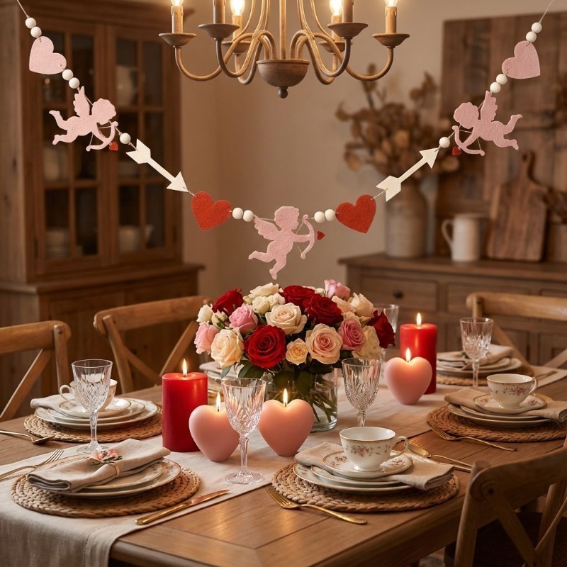 2026 New Red Pink Heart Felt G - Home Decor Garland ulasan dan harga