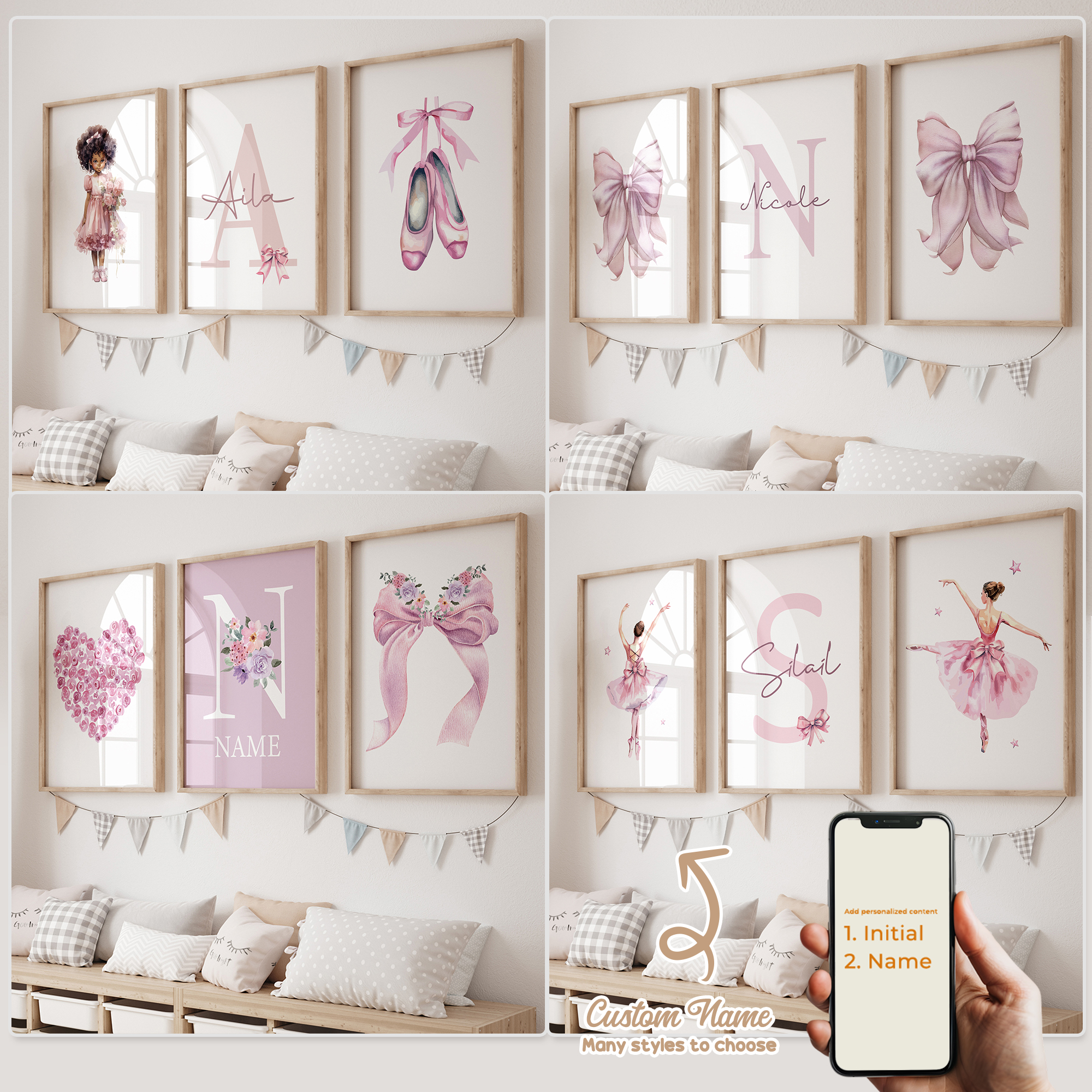 3pcs Personalized Custom Name  - Home Decor Aesthetic ulasan dan harga