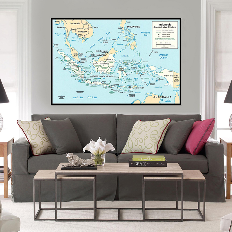 Indonesia Map,Frameless & Fold - Home Decor Indonesia ulasan dan harga