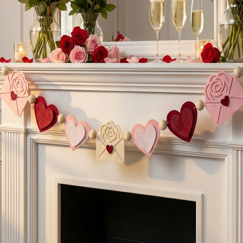 Valentine's Day LOVE Heart Pom - Home Decor Garland ulasan dan harga