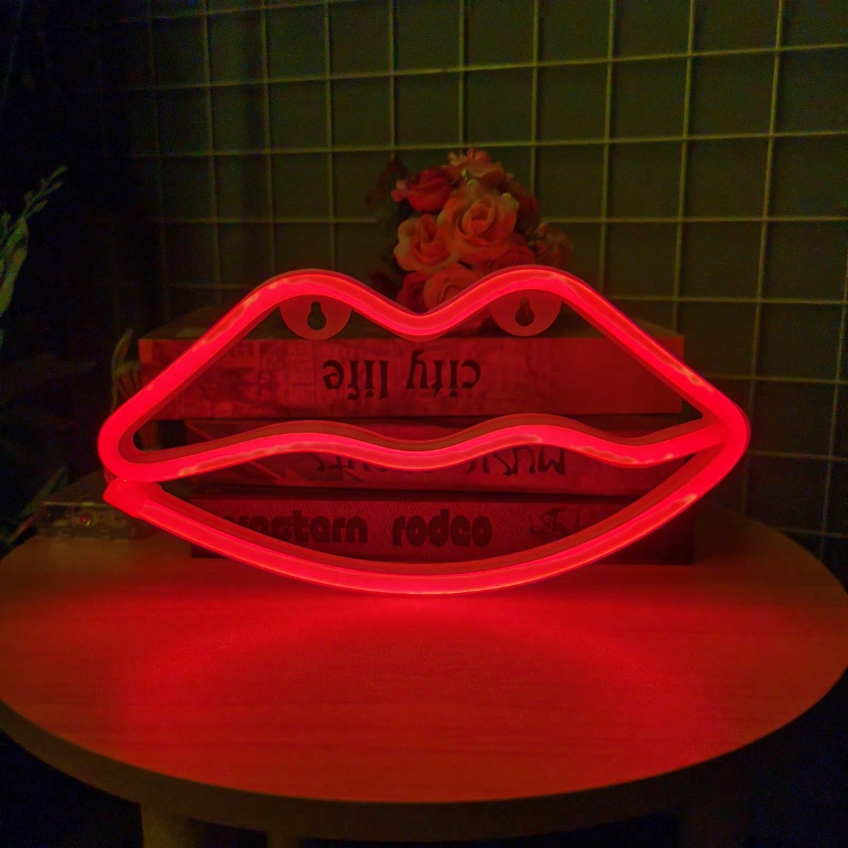 1 Pack Red Lips LED Neon Sign, - Home Decor Lamp ulasan dan harga