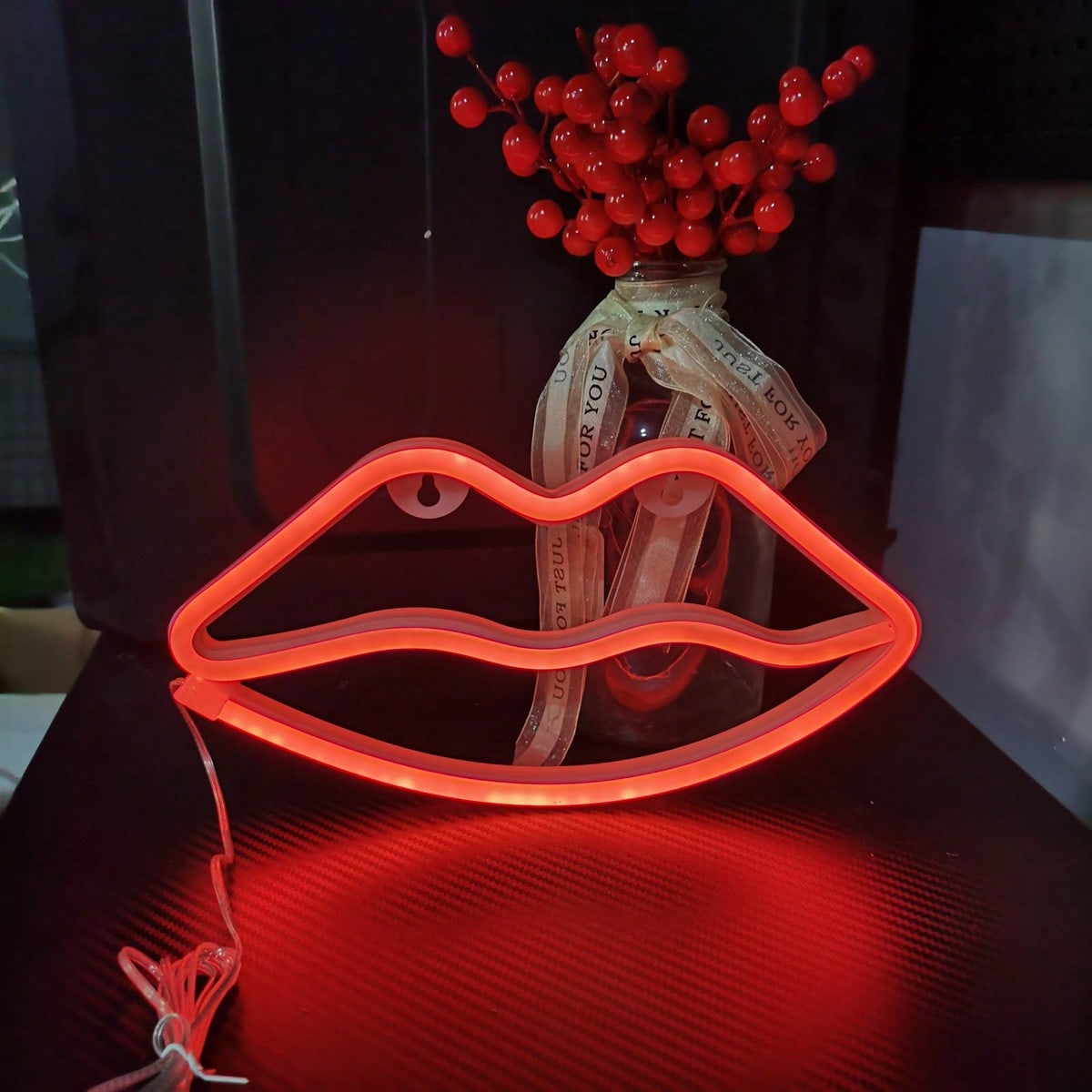 1 Pack Red Lips LED Neon Sign, - Home Decor Lamp ulasan dan harga