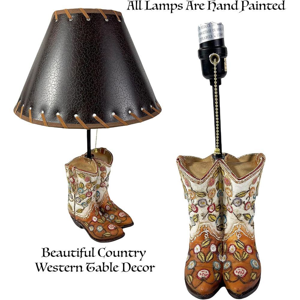 Western Cowboy Boot Table Lamp - Home Decor Rustic ulasan dan harga