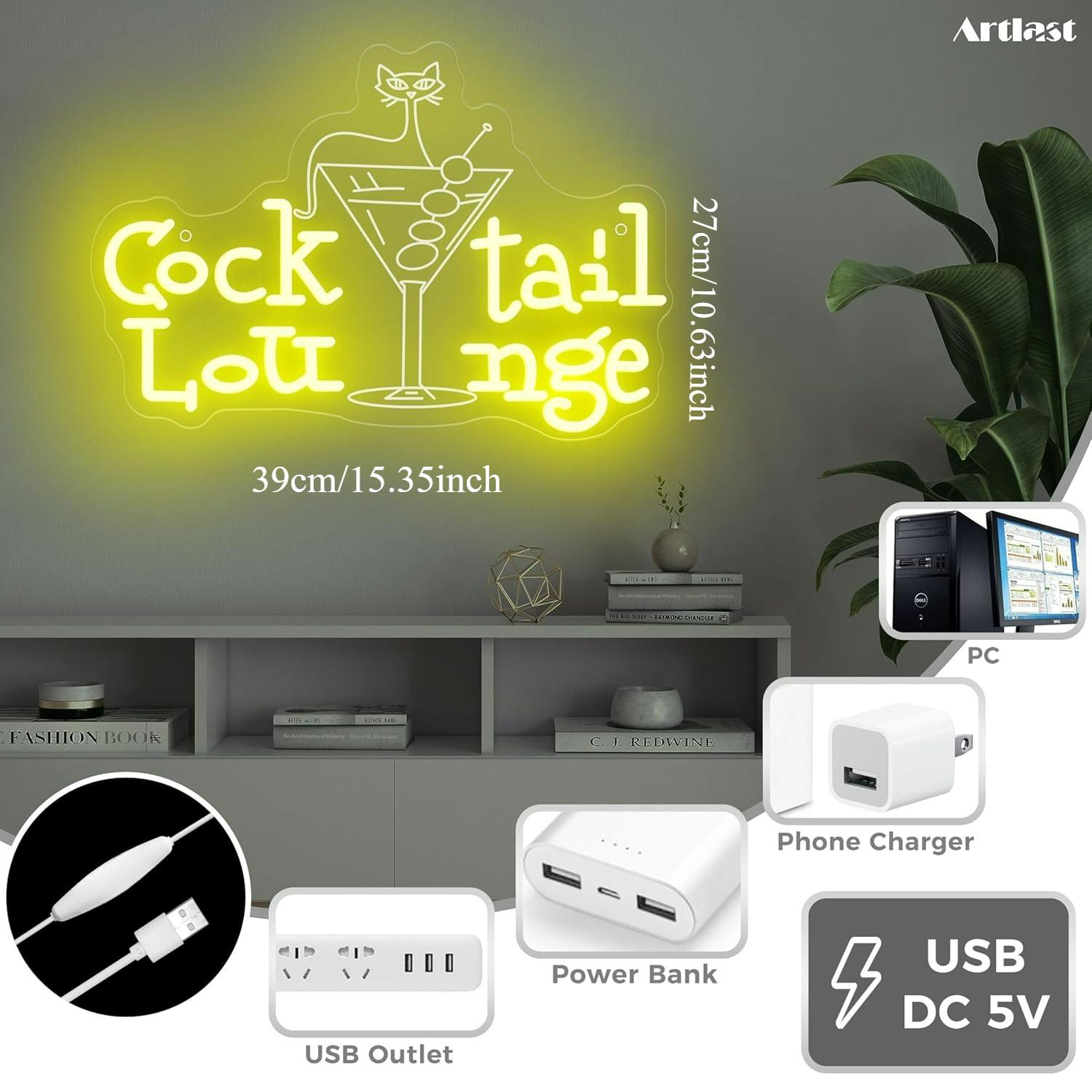 Cocktail Lounge Neon Sign Dimm - Home Decor Aesthetic ulasan dan harga